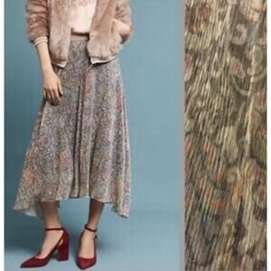 Maeve Anthropologie Y2K Fairy midi skirt Beige Multi flower Large A004097